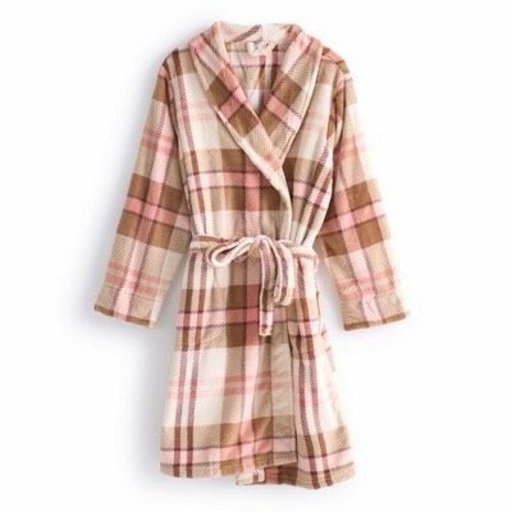 NWOT Vera Bradley Women's Fleece Robe Venetian Plaid Neutral